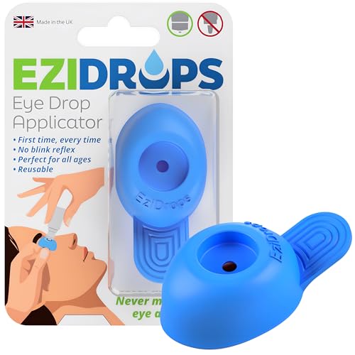 EziDrops Distributeur de gouttes oculaires – Convient uniquement pour les bouteilles à tête large ou plate – Plus de clignotement involontaire et de gaspillage de liquides. – Applicateur de gouttes