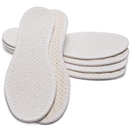 SULPO Lot de 3 paires de semelles pieds nus, en 100% coton éponge avec amortissement en latex, semelles intérieures contre les odeurs et les bactéries désagréables, pointures : 36 à 47, Blanc., 43 EU