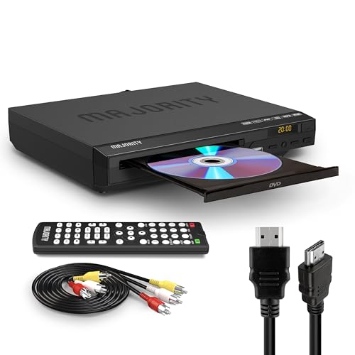Lecteur DVD pour TV | Lecteur DVD HDMI avec Upscaling 1080P | Lecture sans Région | CD Player avec MP3 et USB | Câble HMDI, Câble RCA et Télécommande Inclus | MAJORITY:DVD