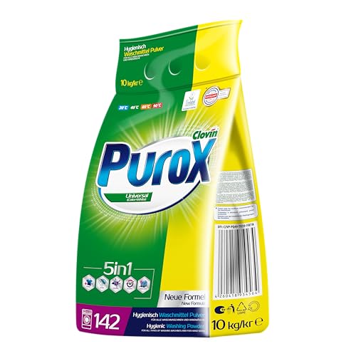 PUROX UNIVERSAL Lessive en Poudre (142 Lavages) pour textiles colorés et blancs, sac de 10 kg