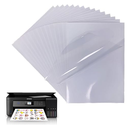 Feuilles de Papier Autocollant, Autocollant en Vinyle Imprimable, Papier Autocollant en Vinyle, Compatible Avec La Plupart Des Modèles D'imprimantes à Jet D'encre, 20 Pièces(Non Étanche)