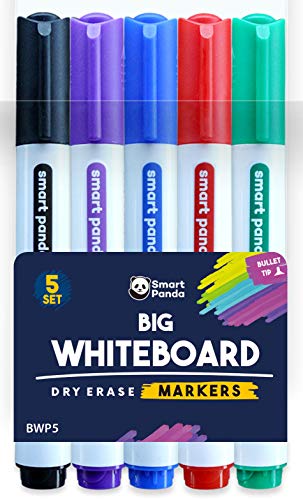 Marqueurs pour Tableaux Blancs par SmartPanda – Pointe Ogive, Effaçable à sec, Parfait pour une Utilisation à la Maison, au Bureau ou à l’ École – Pochette de 5 Couleurs