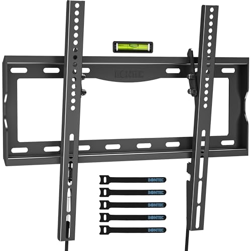 BONTEC Support Mural TV pour Les Écrans Incurvés et Plats LCD/LED/OLED de 26 à 65 Pouces, Support TV Mural Inclinable pour Téléviseur jusqu'à 55 kg, Max VESA 400 x 400 mm, Niveau à Bulle Inclus