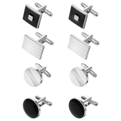 COMNICO 4 paires de boutons de manchette classiques boutons de manchette hommes ton classique boutons de manchette à la mode mariage affaires vintage chemise boutons de manchette boîte cadeau pour