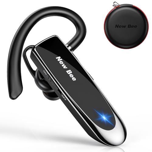 New Bee Oreillette Bluetooth V5.0 Main Libre Oreillette Bluetooth avec Technologie de Capture de Voix Claire Kit Oreillette Bluetooth Invisible pour iPhone Samsung Huawei Sony, etc (Noir)
