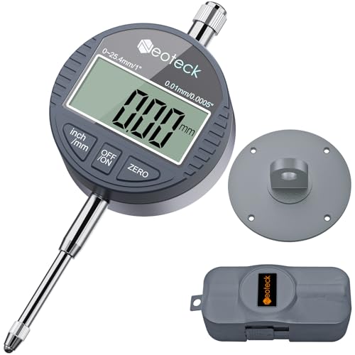 Neoteck DTI Comparateur Numérique 0.01/.0005'' Comparateur Mécanique Indicateur de Palpeur Numérique Gamme 0-25.4mm/1'' Indicateur Electronique Mesure Jauge à Cadran Numérique