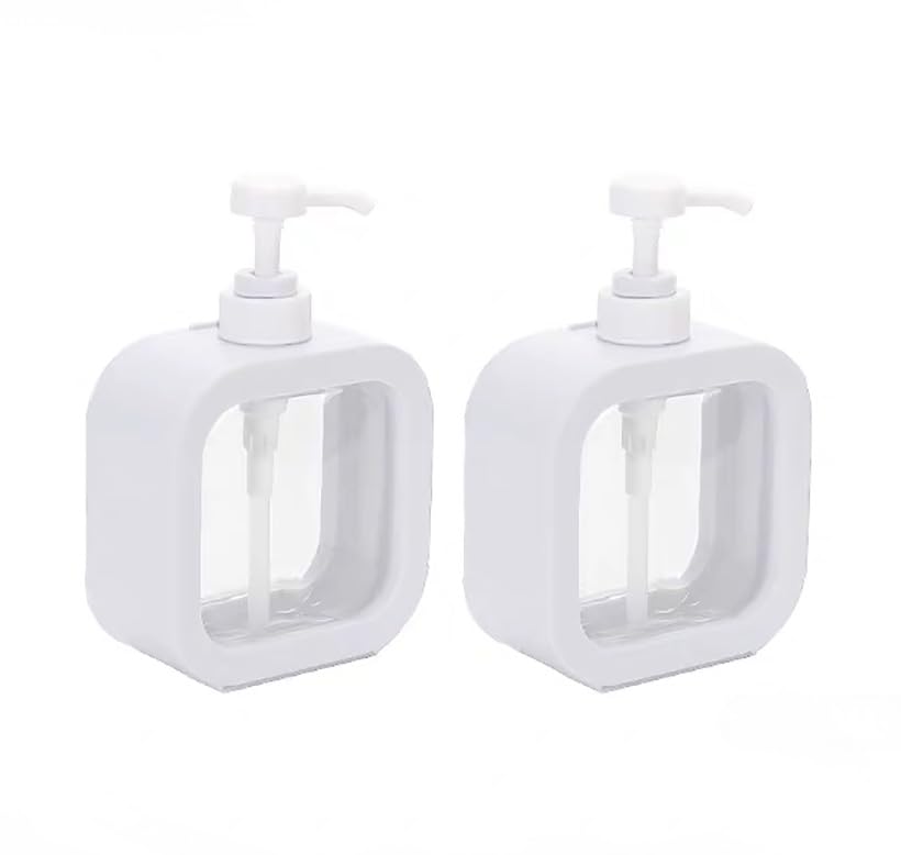 UQMIQURA Distributeur Savon, 2 Pièces Distributeur Savon Liquide, Flacon Pompe Vide, Distributeur Shampoing et Gel Douche Salle de Bain, Cuisine Distributeur Produit Vaisselle (300ml)