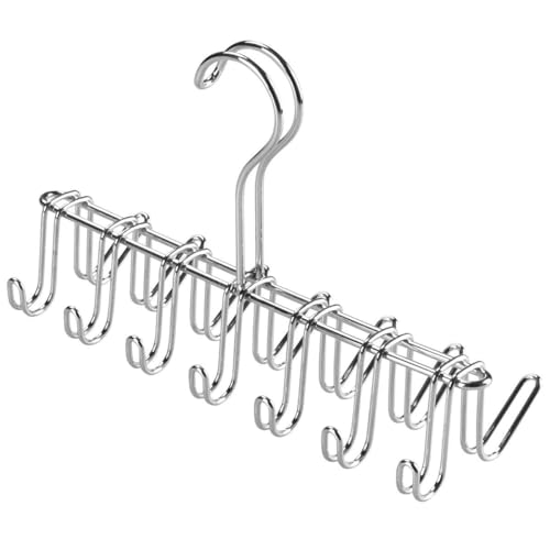 iDesign porte cravate à 14 crochets, petit porte ceinture en métal chromé, cintre rangement pour ceintures et cravates, argenté
