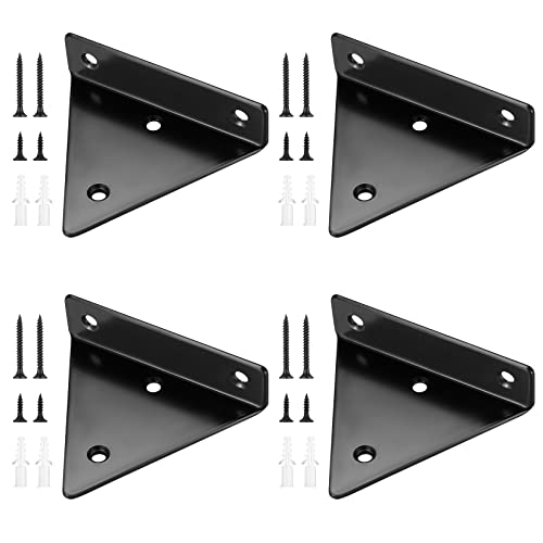 4 Pièces Supports d'étagère Flottants, Supports à Tablettes Muraux Triangulaires Invisibles, Equerre Etagere Murale Métal pour étagère