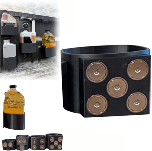 Lot de 5 supports magnétiques pour additifs diesel - Résistants - Pour traitement du carburant de voiture et camion - Support mural pour bouteilles de cuisine - Empêche les fuites