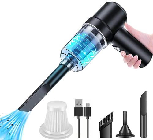 Sverluus Aspirateur à Main sans Fil,2 en 1 Mini Aspirateur De Voiture Puissant 8000Pa Min éLectrique Souffleur à Air Comprimé Portable Aspirateur sans Fil pour la Voiture,la Cuisine et Maison (Sliver)