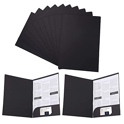 Porte Documents Carton, 12 Pcs Chemise Papier Noir, Chemise de Presentation A4 avec Fentes, Chemises à Projet, Dossier de Fichiers à Insertion avec Pochettes, pour le Bureau, l'école, la Maison