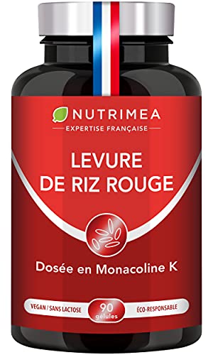 LEVURE DE RIZ ROUGE - Dosée en Monacoline K - 175 mg - Enrichie en Coenzyme Q10, Statines Naturelles, Soutien cardiovasculaire- 90 Gélules Vegan Gastro-Résistantes - Nutrimea - Fabrication Française