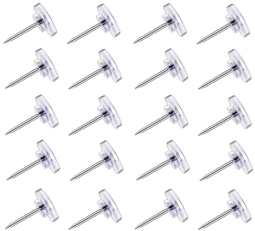 DEEINN punaises Transparentes, 120 Pièces Punaise Transparente, 16 mm Punaise Plate Murale Punaises Tableau Liège Épingles et Punaises avec Boîte de Rangement pour