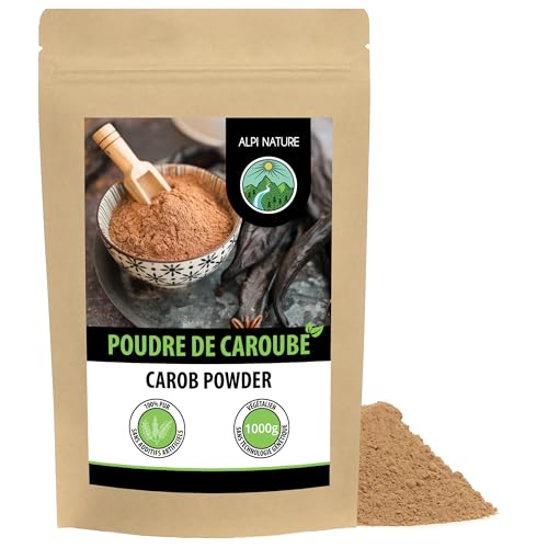 Poudre de Caroube 1kg d'Alpi Nature, Gousses de Caroube Séchées et Moulues, Édulcorant Naturel pour Pâtisseries, Desserts et Chocolat à la Caroube, Farine de Caroube, Poudre de Caroube Noire