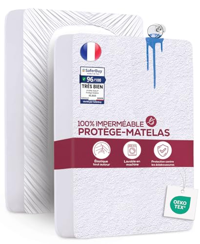 Utopia Bedding Protège Matelas 160 x 200 x 30 cm Imperméable, Certifié Oeko TEX, Alèse Drap Housse, Matelas Couvre, Respirant, Élastique Tout Autour