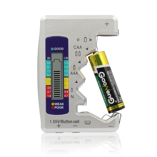 Kytpyi Testeur de Piles Universel, Testeur de Pile, Numérique Testeur de Piles avec Écran LCD sans Charge, Petit Ménage Testeur de Batterie pour Batterie 1,5V(AA AAA C D N Pile Bouton) 9V 6F22