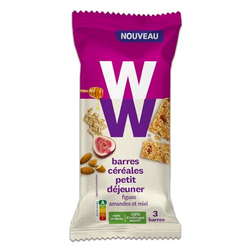 WW Barres Céréales Petit Déjeuner, Figues, Amandes et Miel, Riches en Fibres, Sources de Protéines 120g, 221996