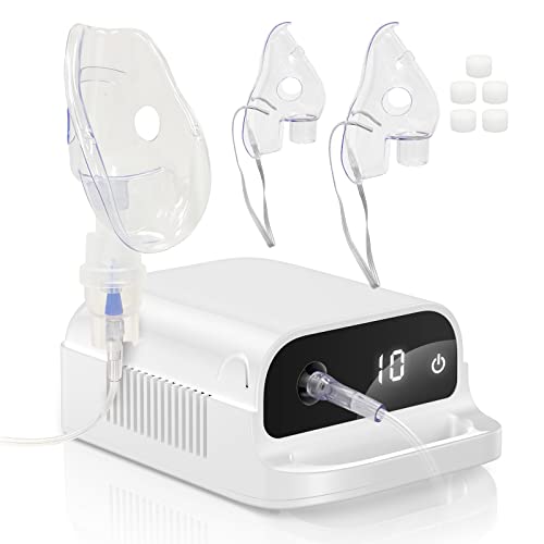 Nébuliseur à Compresseur, Berrlly Inhalateur D'aérosol pour Problèmes Respiratoires à Intelligent Affichage Numérique Nébuliseur Silencieux avec Embout et Masque pour Enfants et Adultes