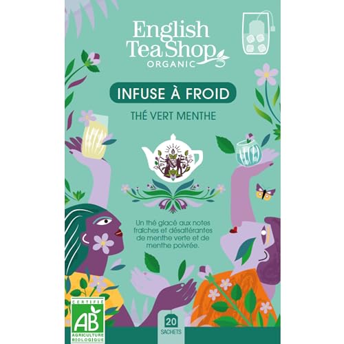 English Tea Shop - Infusion à froid - Thé vert glacé à la Menthe biologique sans sucre - Ice-tea naturel - 20 sachets