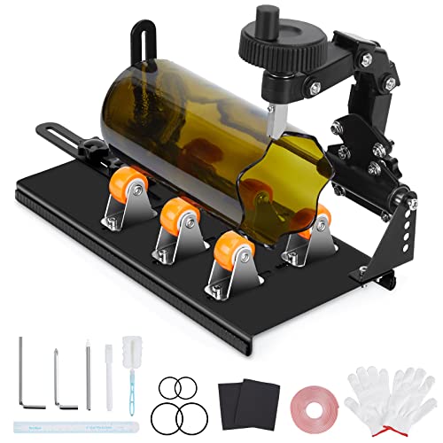 FIXM Kit de coupe-bouteilles en verre, coupe-verre en forme de vague, coupe-verre DIY pour bouteilles à largeur ajustable, réalisez toutes sortes d'objets d'art avec un ensemble complet d'accessoires