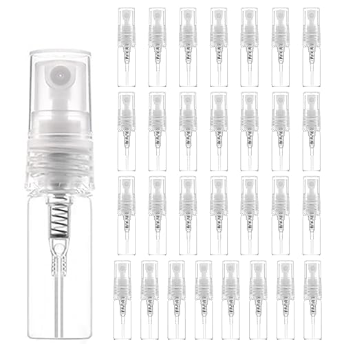 Phomanttonary Lot de 30 Pièces Mini Vaporisateurs de Parfum, Flacon Pulvérisateur Vide en Transparent de 3ML pour Échantillon Parfum, Voyage et Cosmétique, Portable Flacons Atomiseurs（3ML）