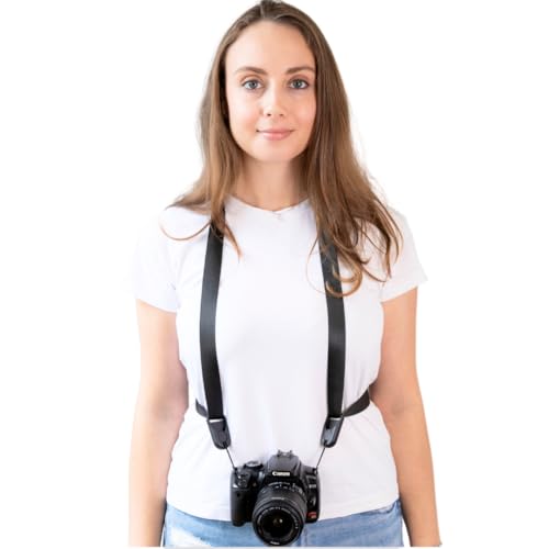 Camstrap - Sangle-harnais mains libres pour appareil photo et jumelles de fabrication française adaptation universelle (Noir)