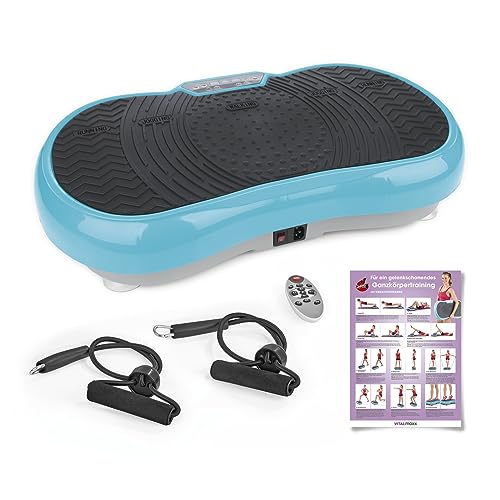 Plaque vibratoire VitalMaxx avec sangles d'expansion pour un entraînement complet du corps à domicile | 99 niveaux de vibration, 9 programmes prédéfinis, écran LCD | base antidérapante avec 3 zones de vibrations