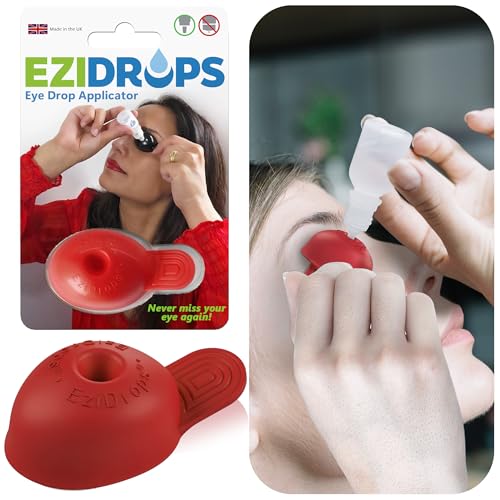 EziDrops - Distributeur de gouttes oculaires - Applicateur de gouttes pour les yeux facile - Soins de la vue sûrs et faciles (rouge)