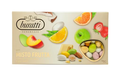 Buratti Confetti Dragées Cœur Tout Fruit, goûts Assortis Tendresses Fruits Variés Colorés 1 Kg