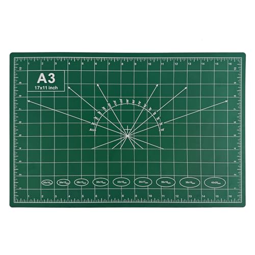 VELLUSTRA Tapis de Decoupe Autocicatrisant A3,45x30CM Tapis Coupe Couture Double Face Vert, Plaque Découpe Cutter, 3 Couches de PVC Recyclable pour Couture, l'artisanat, Les Loisirs Créatifs