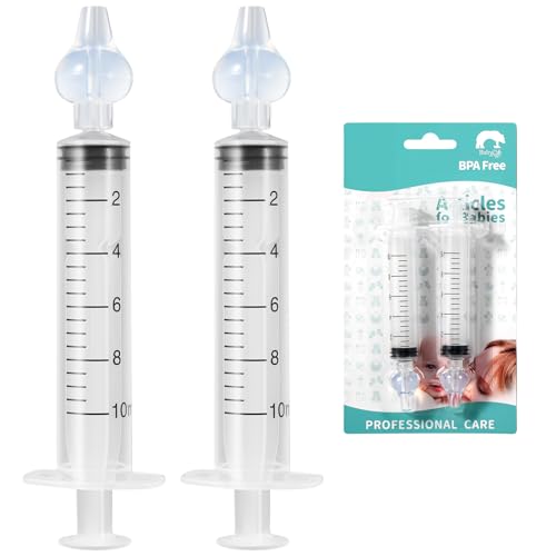 Blendura 2 Lot Seringue Nasale Bébé 10 ml, Bébé Irrigateur Nasal Sécurité Confort, Aspirateur Nasal Portable Réutilisable, Dispositif d'irrigation Nasale de Bébé