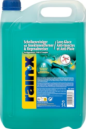 Rain-X Lave-Glace Anti-Insectes et Anti-Pluie – Nettoyage Efficace, Protection Durable et Visibilité Optimale pour Un Conduite en Toute Sécurité – 5L, Vert