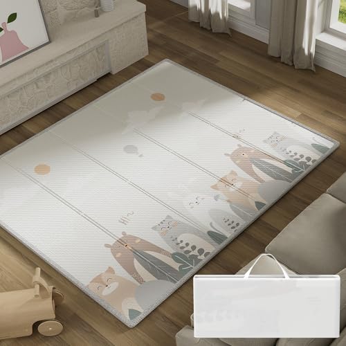 Uanlauo Tapis Bebe, Tapis de Jeu Pliable avec Sac de Transport Pour enfant, pliable en mousse, Imperméable et Pratique pour des Aventures sans Soucis