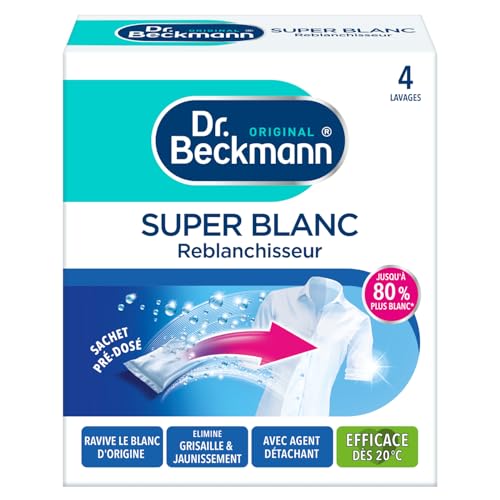 Dr. Beckmann - Poudre Sachet Super Blanc reblanchisseur - 4 Sachets X 40g [L'emballage peut varier]