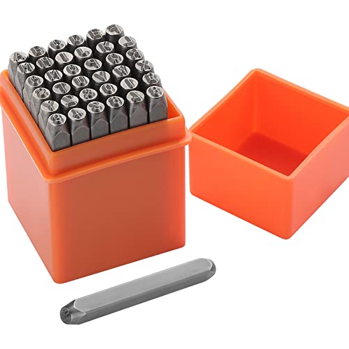 Gueenky 37 Pièces Lettres et Chiffres à Frapper, 3mm Poinçon, A-Z et 0-9, pour Estampage du Métal, du Plastique, du Bois, du Cuir
