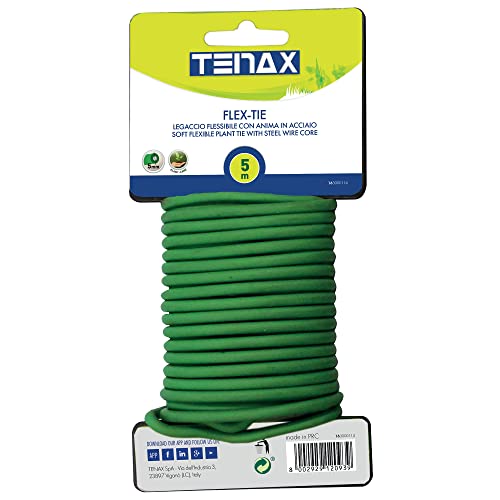 Tenax Flex-Tie Longueur 500 cm, Diamètre 5 mm, Liens pour Plantes, Fleurs, Légumes et Vignobles, Flexible avec âme en Acier