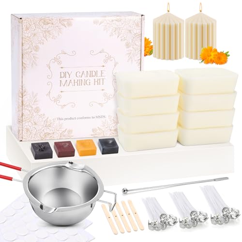 Popolic Kit de Fabrication de Bougies, kit de Bougies Parfumées, kit de Bougies Artisanales par Aromatic Oil, Cire de Soja non Toxique, Autocollants, Mèches, Colorants Pour Pots.