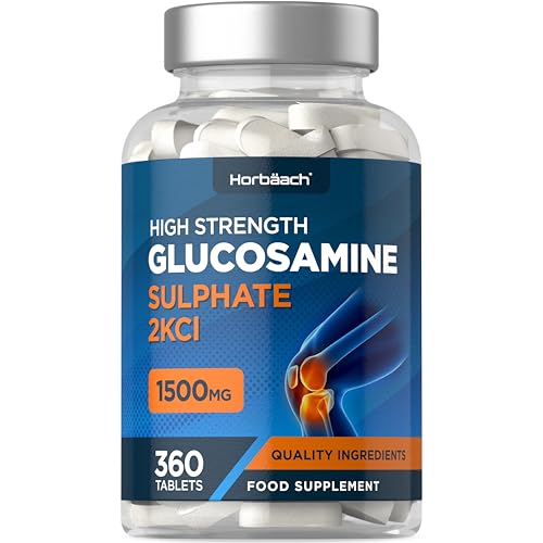 Glucosamine Sulfate 1500mg 2KCl | 360 Comprimés | Complément Alimentaire à Haute Dose | Glucosamine Sulphate Supplement | par Horbaach