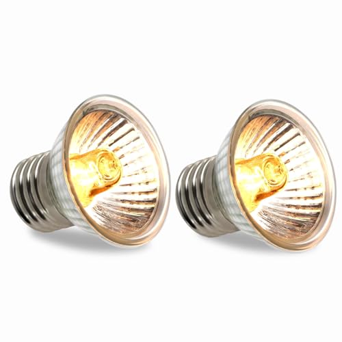 Ampoule Chauffante Terrarium E27 Dimmable, 25W UVA UVB Lampe Chauffante Tortue AC 230V, Ampoule Reptile Chauffage pour Tortues, Serpents, Lézards, Amphibiens, Aquarium, Lot de 2