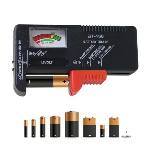 Testeur de Piles Universel, Testeur de Piles, Contrôleur de Tension de Batterie Portable, Tester per Batterie, Elettricità Pile Domestico Tester pour Batteries AA, AAA, C, D, 9V et Boutons 1.5V