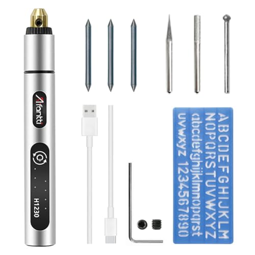 Mini Stylo Graveur sans fil Petit Kit de Outil de Gravure Rechargeable Bricolage avec | Pointe en Carbure de Tungstène | pour Graver Métal Verre Cuir Bois Plastique