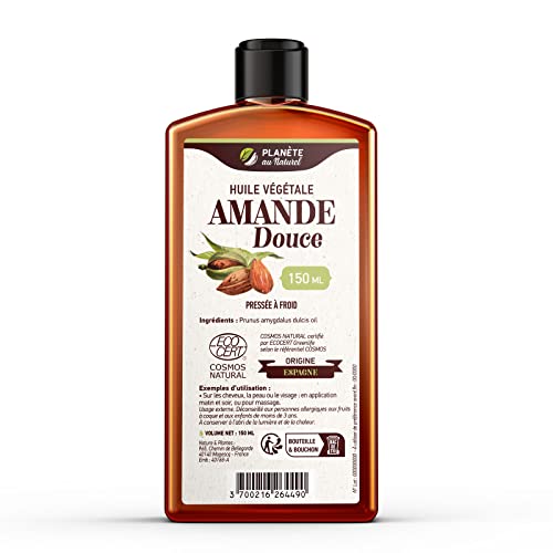 Huile d'AMANDE Douce 150 ml - Cosmos Natural - Planète au Naturel - Pressée à froid - Cheveux, peau, visage