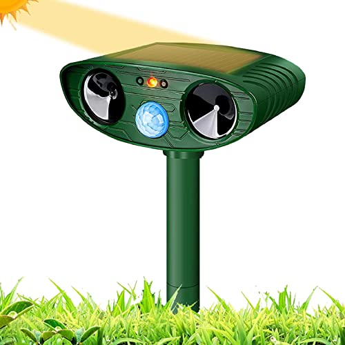 Répulsif Chat Ultrason, Repulsif Chat Solaire & Répulsif Ultrason Anti Rongeurs Étanche, Repulsif Chat Exterieur avec Détecteur de Mouvement pour Anti Chats Chiens Souris Animaux Sauvages