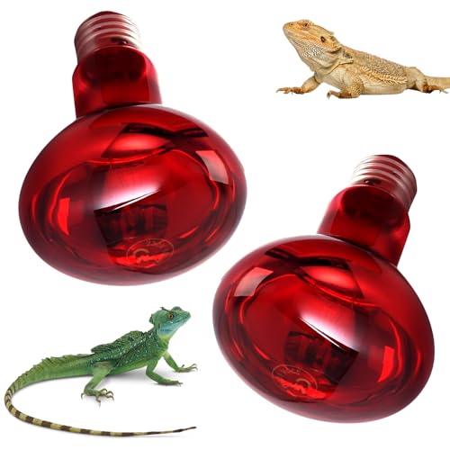 KBIBCK Reptile Ampoules Chauffantes, 2 Pièces 100W Lampe Chauffante Reptile, E27 Ampoule Infrarouge Chauffante, Ampoule Chauffante, pour Reptiles, Lézards, Tortues, Serpents, Amphibiens