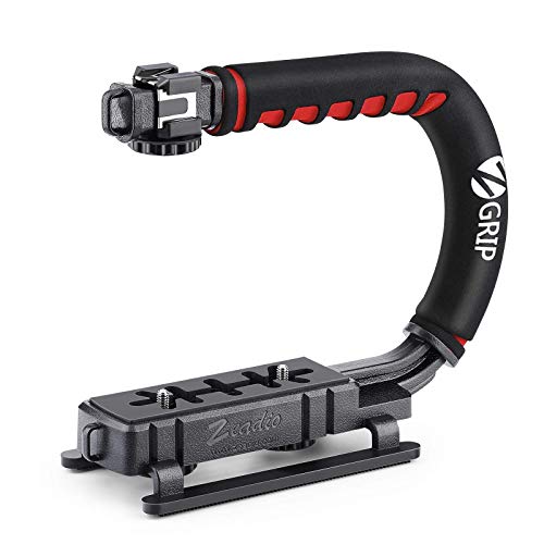 Zeadio Poignée de stabilisation d’Action vidéo avec Monture Cold Shoe pour ompatibilité avec Toutes Les caméras, caméscopes, caméras d’Action, DSLR