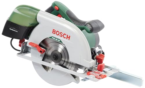 Bosch Home and Garden Scie circulaire filaire - PKS 66 AF (1600W, livrée avec lame de scie bois, emballage carton), Vert, PKS 66 AF plus rail de guidage