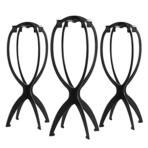 Dreamlover Support de Perruque pour Femme, Tête de Perruque en Plastique, Noir 3 Pièces