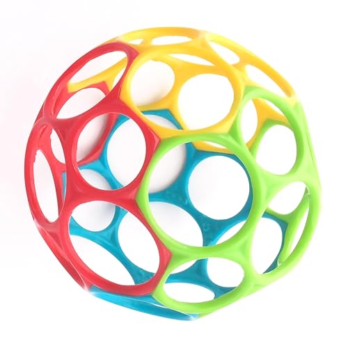 Bright Starts, Oball Classic, balle flexible et facile à manipuler, jouet d'activité sensorielle pour les enfants de tous âges, multicolore