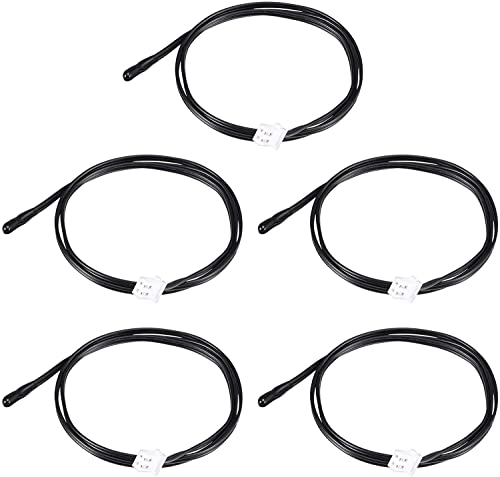 Hsthe Sea Lot de 5 sondes de capteur de température 10 K, sonde de capteur de température étanche 3950 NTC,câble d'extension de câble d'émetteur de température - Tête en caoutchouc